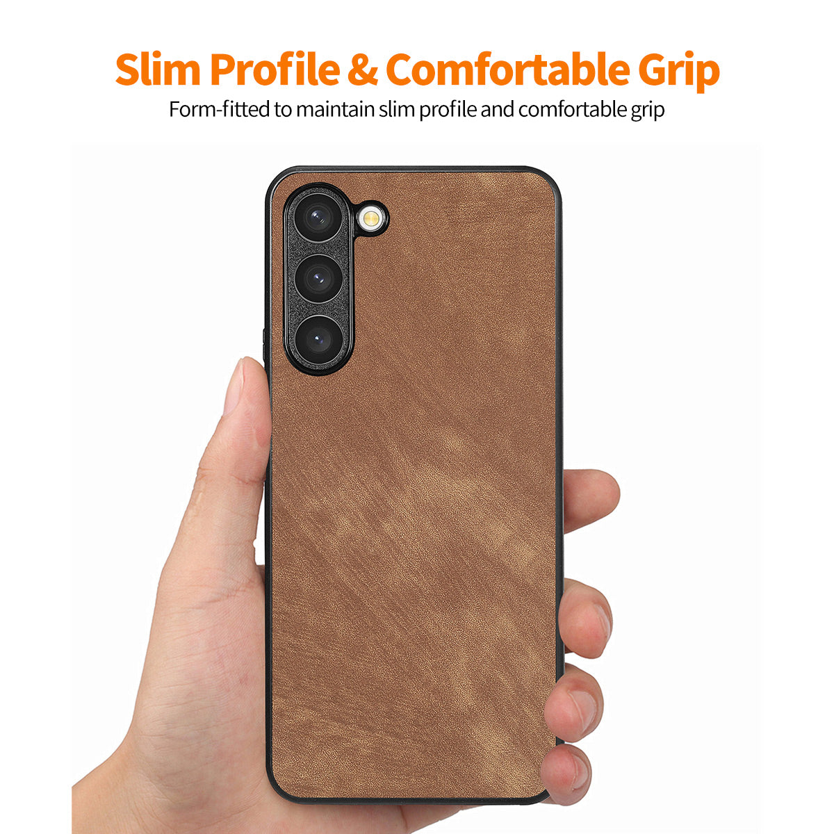 ENKAY HAT PRINCE For Samsung Galaxy S23 Retro Phone Case Leather Coated PC Cover with 0.18mm High Aluminium-silicon Glass Film ENKAY HAT PRINCE For Samsung Galaxy S23 Retro Phone Case Leather Coated PC Cover with 0.18mm High Aluminium-silicon Glass Film